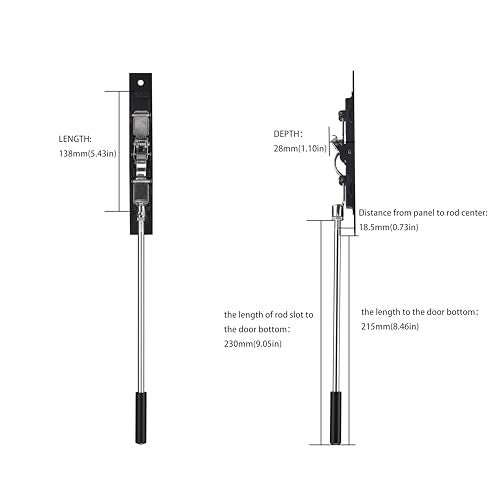 TOGU 10" Solid Stainless Steel Lever Extension Flush Bolt for Metal Doors,Flush Mount Extension Bolt for Commercial Applications,Store,School,Office,Matte Black - Image 3