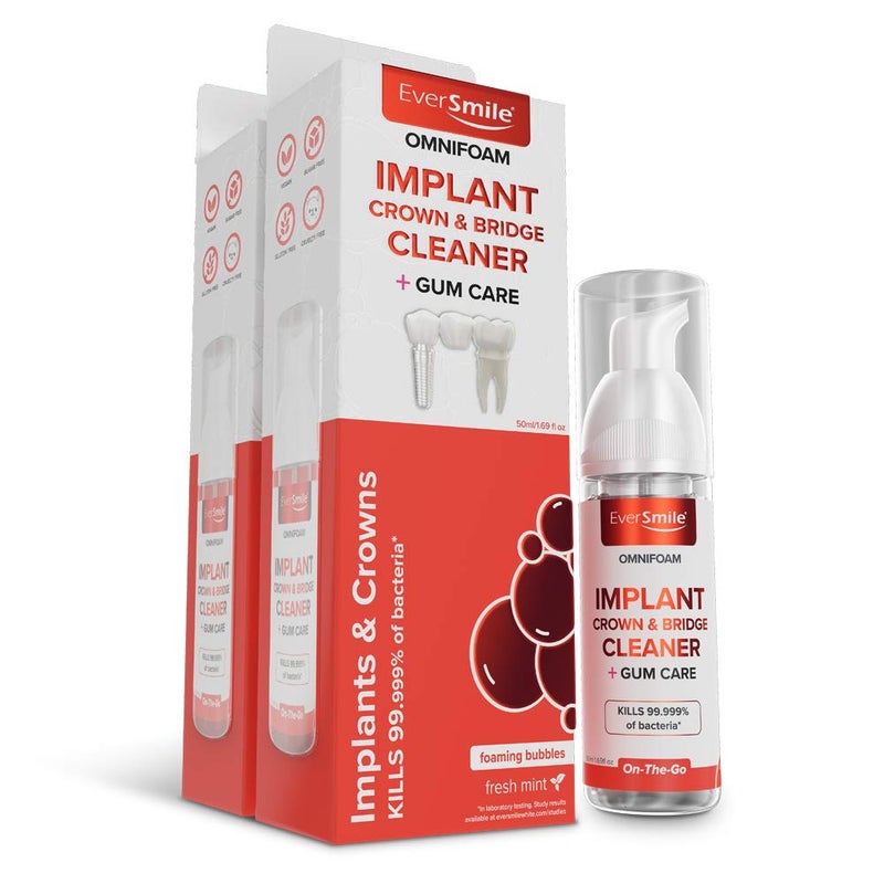 Eversmile OmniFoam Dental Cleaner â€“ Cleaning Foam for Implants, Crowns, and Bridges â€“ Pack of 2, 50ml Bottle - Image 1