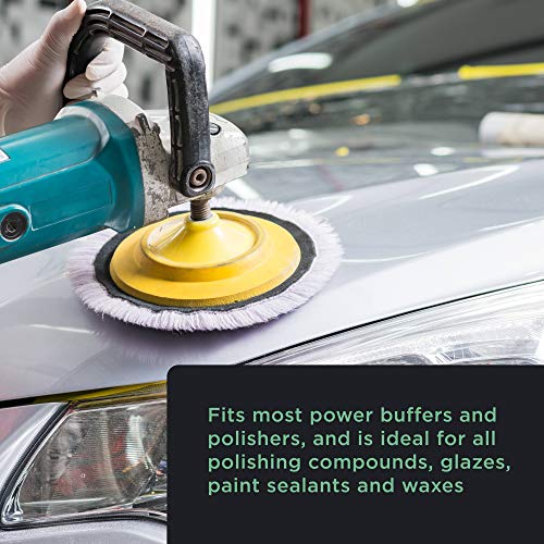 TCP Global Premium 6 Inch Wool Buffing Pads (2 Pack) - 100% Natural Wool Buffer Pads, Polishing Pad for Car Detailing - 1 Inch Thick Pile, Hook and Loop Buffing Pad for Orbital Buffer - Image 4