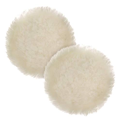 TCP Global Premium 6 Inch Wool Buffing Pads (2 Pack) - 100% Natural Wool Buffer Pads, Polishing Pad for Car Detailing - 1 Inch Thick Pile, Hook and Loop Buffing Pad for Orbital Buffer - Image 1