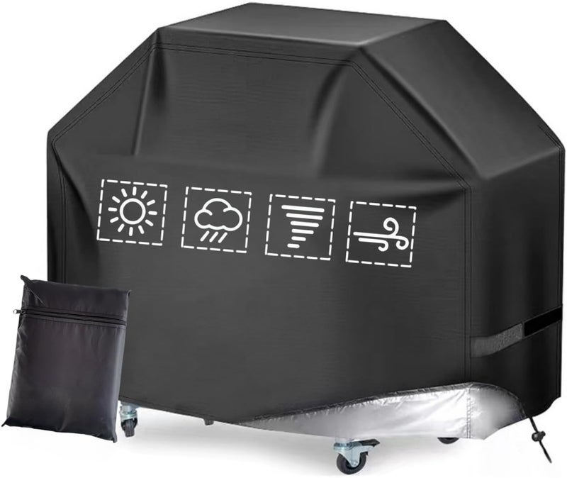 JDLYEVER Grill Cover, 420D Oxford Fabric BBQ Grill Cover, Waterproof and Dustproof, Garden Furniture Protective Cover, UV Resistant, Measures 145x60x116 cm, All-Weather Protection, Adjustable Straps - Image 1