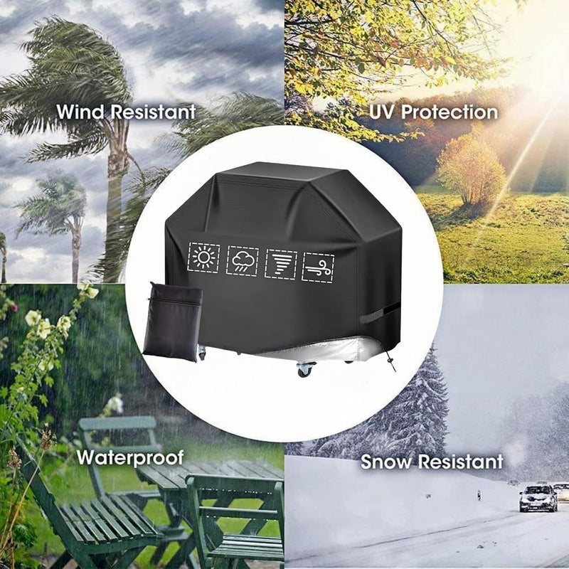 JDLYEVER Grill Cover, 420D Oxford Fabric BBQ Grill Cover, Waterproof and Dustproof, Garden Furniture Protective Cover, UV Resistant, Measures 145x60x116 cm, All-Weather Protection, Adjustable Straps - Image 2