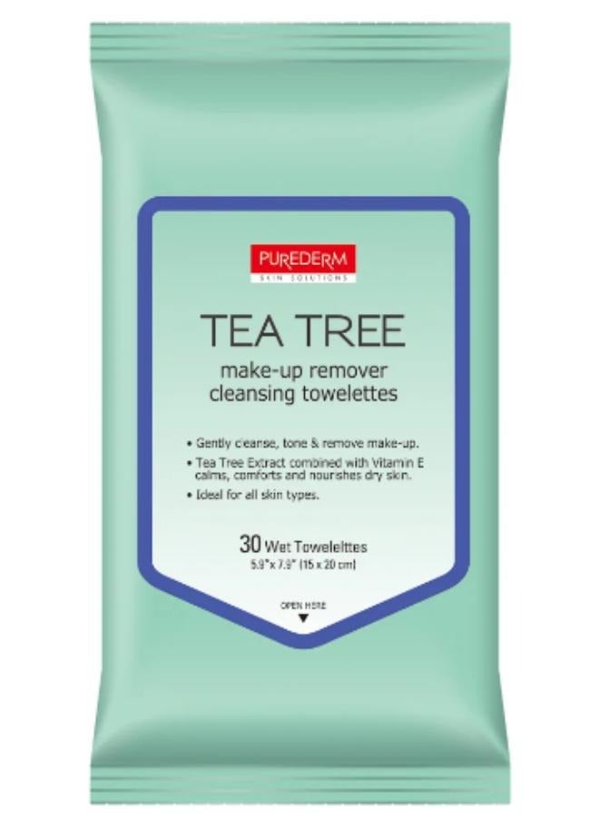 بيور ديرم مناديل تنظيف وإزالة المكياج من شجرة الشاي 30 منديل. - Image 1