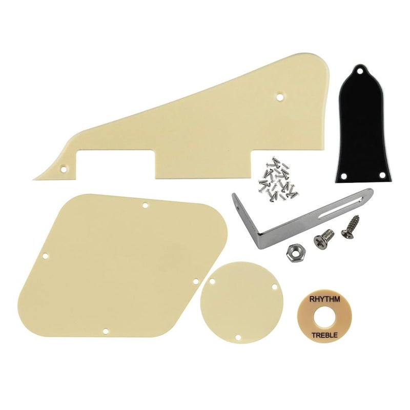 FLEOR 1Ply Cream Pickguard Back Plate Screws Set & Toggle Switch Plate(Cream) & Bracket Fit LP Style Guitar Pickguard Replacement - Image 1