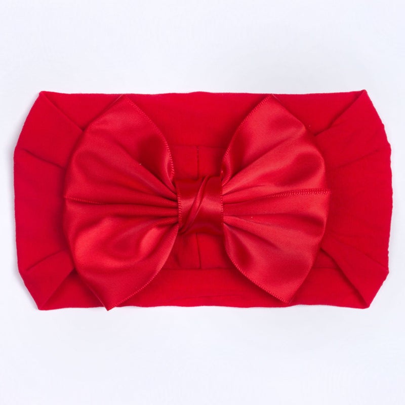 Generic 2023 European and American New Baby Soft Nylon Hair Accessories Girls Wide Edge Bow Stretch Hood Baby Hair Belt Red