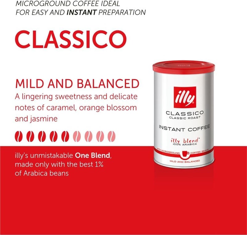 Illy Blend 100% Arabica Roasted Instant Round Coffee Tin, 95g - Image 2