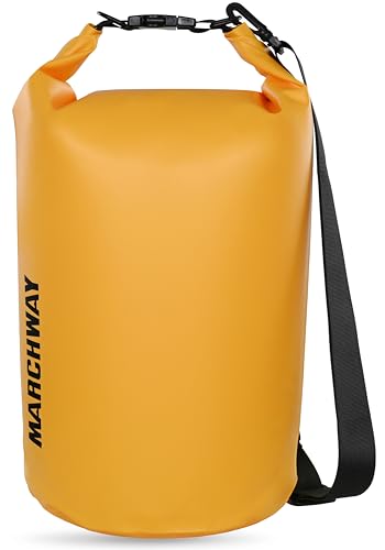 MARCHWAY Floating Waterproof Dry Bag Backpack 5L10L20L30L40L Roll Top Sack Keeps Gear Dry for Kayaking Rafting Boating Swimming Camping Hiking Beach Fishing Deep Yellow 5L - Image 1