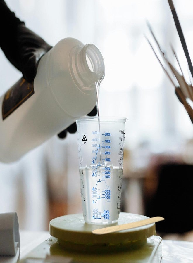 Tinsky 50 PACK Plastic Paint Mixing Cups, 20 oz (600ml) Disposable Liquid Measuring Cups with 50 Wooden Mixing Sticks, Measurement ratios: 2:1, 3:1, 4:1, Perfect for Epoxy Resin, Paint Mixing - Image 2