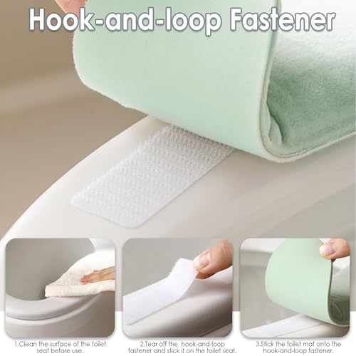 Iensen Thick and Elastic Toilet Seat Cover – Washable & Reusable with Double-Sided Hook and Loop Fastener for Easy Attachment – Cushioned Mat with Thick Sponge for Extra Comfort (Blue) - Image 4