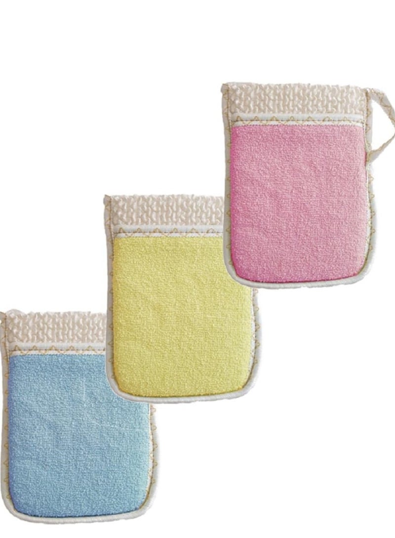 Home Bath Loofah Wash Loofah Scrub Exfoliator for Men Kids Spa Deep Skin Exfoliating Loofah Set of 3 Pieces Multiple Colors  - Image 1