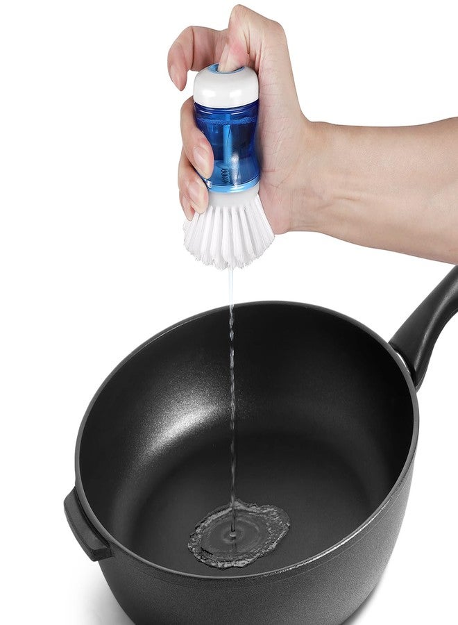 YeuDeuy Dish Brush with Soap Dispenser, Firm Bristles Dish Scrubber for Pots, Pans & Sink Cleaning, 2 Pack - Image 4