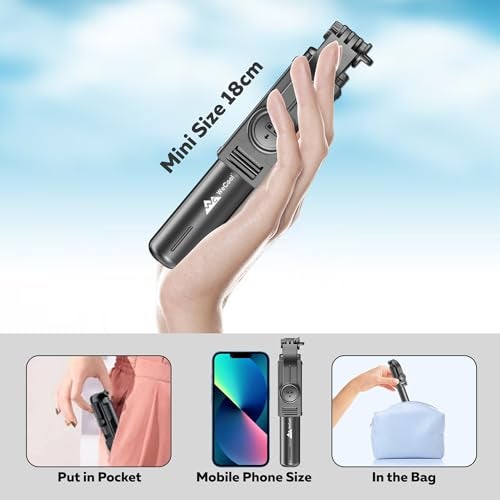 WeCool عصا سيلفي WeCool S1 مع حامل ثلاثي، تصميم متعدد الوظائف 3 في 1 مع جهاز تحكم عن بعد لاسلكي قابل للفصل، حامل هاتف محمول محمول وخفيف الوزن للتصوير الفوتوغرافي، التصوير الفوتوغرافي، آيفون وأندرويد - Image 5