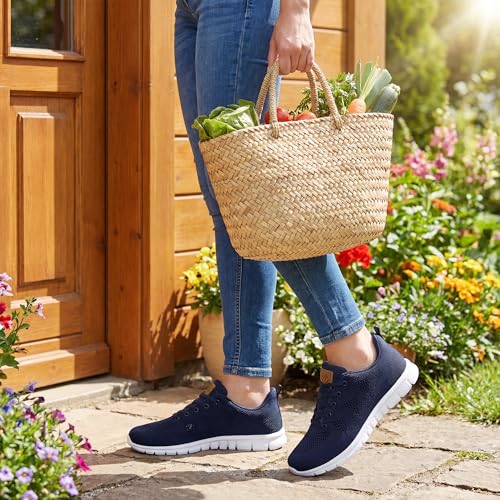 FUDYNMALC Womens Sneakers Tennis Shoes Fashion Lightweight Non Slip Footwear for Walking Casual Travel Dark Blue - Image 3
