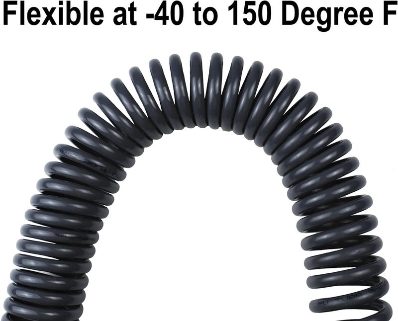 YOTOO Polyurethane Recoil Air Hose 3/8" Inner Diameter by 25' Long with Bend Restrictor and Quick Coupler, Gray - Image 2