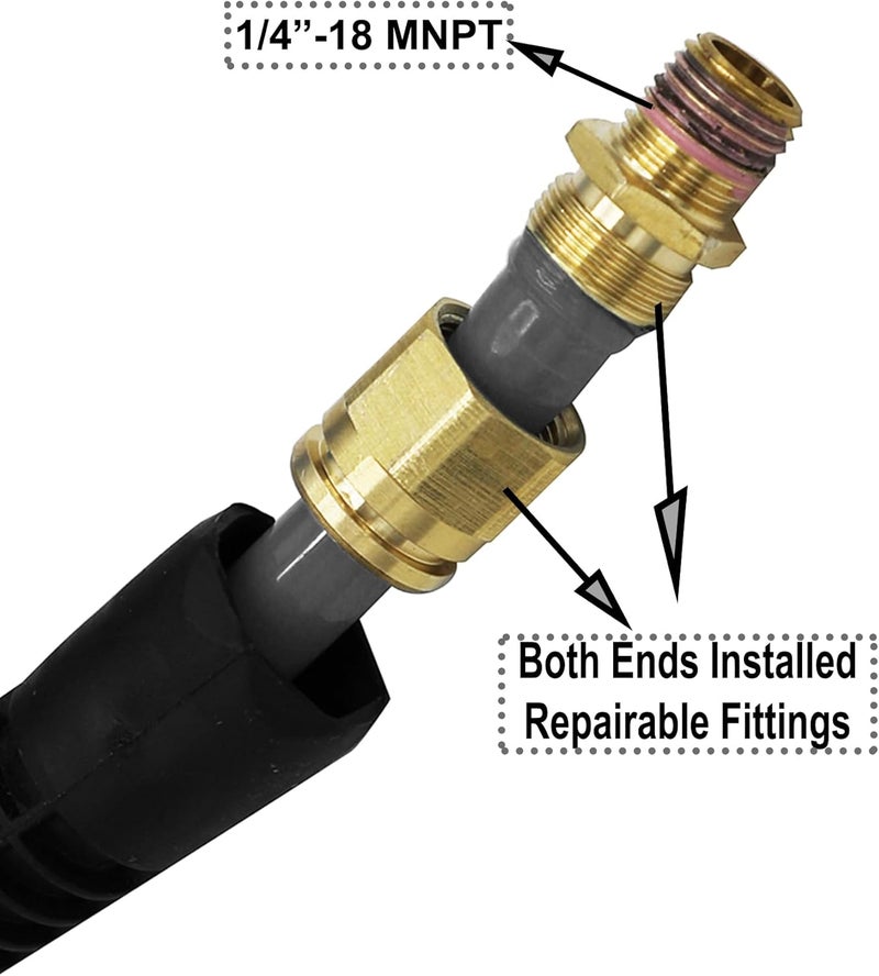 YOTOO Polyurethane Recoil Air Hose 3/8" Inner Diameter by 25' Long with Bend Restrictor and Quick Coupler, Gray - Image 4