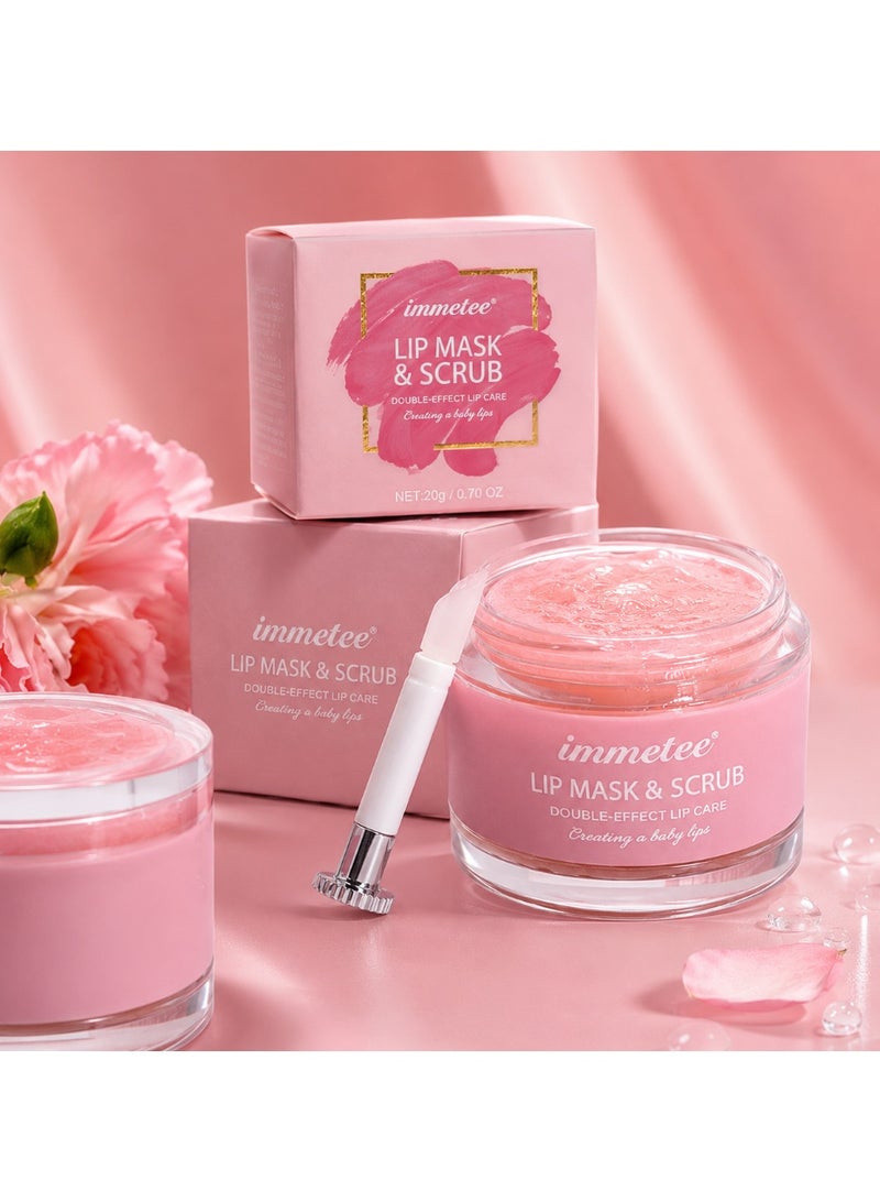 Immetee Lip Scrub & Lip Mask 2-in-1, Exfoliating Lip Scrub for Dead Skin Removal, Deep Moisturizing Lip Mask for Dry & Cracked Lips, Nourishing Lip Care with Applicator Brush - Image 2