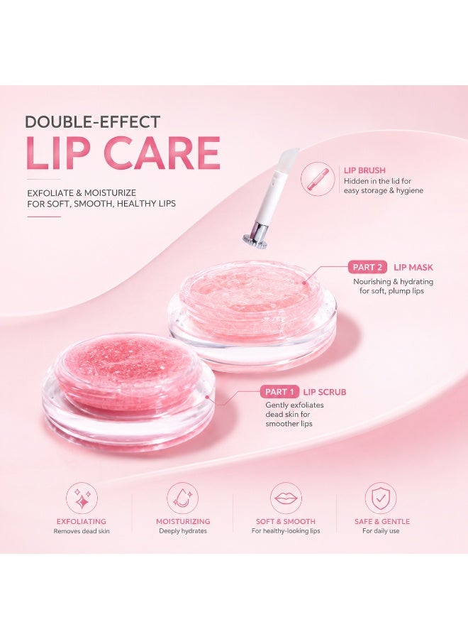 Immetee Lip Scrub & Lip Mask 2-in-1, Exfoliating Lip Scrub for Dead Skin Removal, Deep Moisturizing Lip Mask for Dry & Cracked Lips, Nourishing Lip Care with Applicator Brush - Image 3