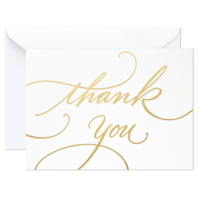 Hallmark Thank You Cards Gold Foil Script 100 Thank You Notes with Envelopes for Wedding Baby Shower Bridal Shower Graduation