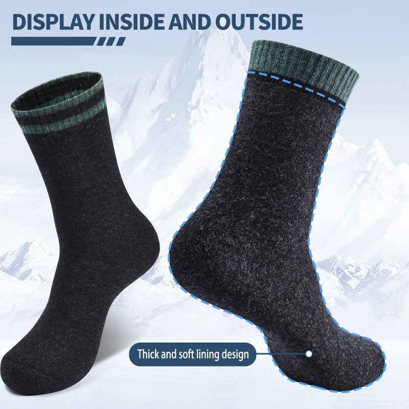 NinetoFiveLife Pack of 4 Mens Merino Wool Socks Winter Hiking Socks Knit Outdoor Recreation Socks Warm Soft and Comfortable - Image 5