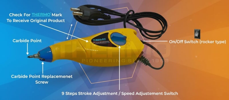 THERMO Handy Electric Engraving (Vibration Type) ABS Plastic Machine with 9 Step Stoke Adjustment - Made in Bharat (Engraving Machine with 2 Tips) - Image 3