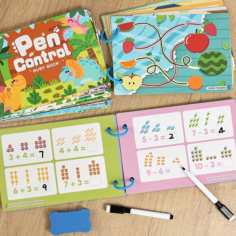 30 Sheets Reusable Handwriting Training Book Digital Number Sensing Tracing Aid - Image 1