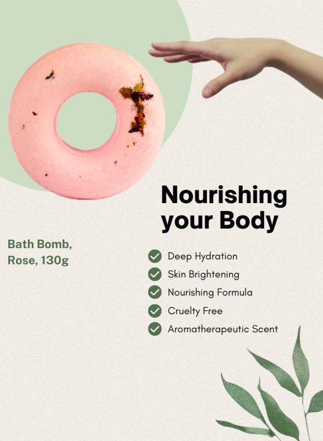 الصابون والأصدقاء قنبلة استحمام سبا برائحة الورد الدمشقي | ١٣٠ غرام - قنبلة استحمام فوارة برائحة الورد لترطيب البشرة واسترخائها - Image 4