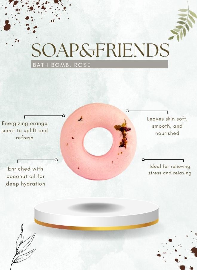 الصابون والأصدقاء قنبلة استحمام سبا برائحة الورد الدمشقي | ١٣٠ غرام - قنبلة استحمام فوارة برائحة الورد لترطيب البشرة واسترخائها - Image 3