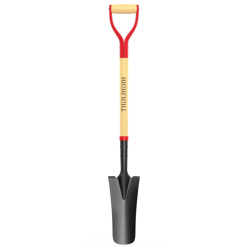 HIGHLIGHT Spade Shovel, Transplanting Spade, Drain Spade, Spade Shovels for Digging, Sharp Shooter Shovel, 45Inch, Steel D-Grip, Wooden Handle, Snow Shovel & Snow Removal Tool - Image 1