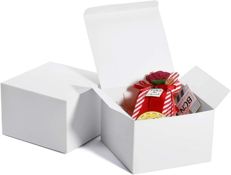 MESHA 6x6x4'' White Gift Boxes 50 PC,Bridesmaid Proposal Box, Recycled Paper Small Gift Boxes with Lids for Presents, Bulk for Party Favor, Crafting - Image 1