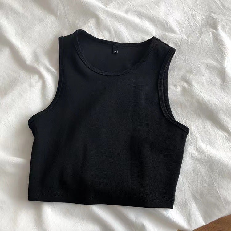 Summer Crop Top Sleeveless Tank Women Shallow Apricot  - Image 5