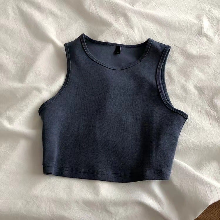 Summer Crop Top Sleeveless Tank Women Shallow Apricot  - Image 4