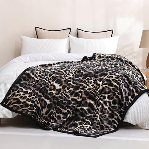 PU MEI Fuzzy Flannel Fleece Throw Blanket for Sofa, Couch, Bed, Leopard Print Blanket Animal - Lightweight Double Sided Cozy Super Soft Cheetah Blankets, 60" x 80" inches - Image 2
