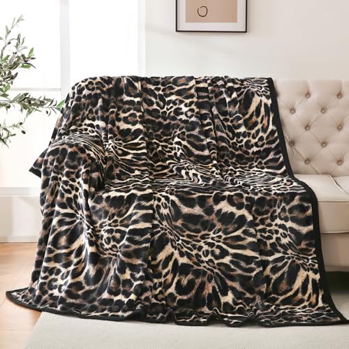 PU MEI Fuzzy Flannel Fleece Throw Blanket for Sofa, Couch, Bed, Leopard Print Blanket Animal - Lightweight Double Sided Cozy Super Soft Cheetah Blankets, 60" x 80" inches - Image 1