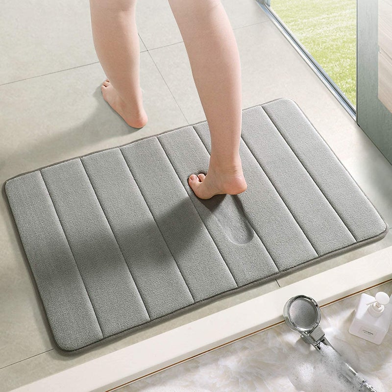 HavenFlix Memory Foam Bath Mat Rug 60 x 40 cm Comfortable Soft NonSlip Super Absorbent Bath Rug Carpet for Bathroom FloorTubShower Quick Drying Bathroom Rug for Floor Grey - Image 2
