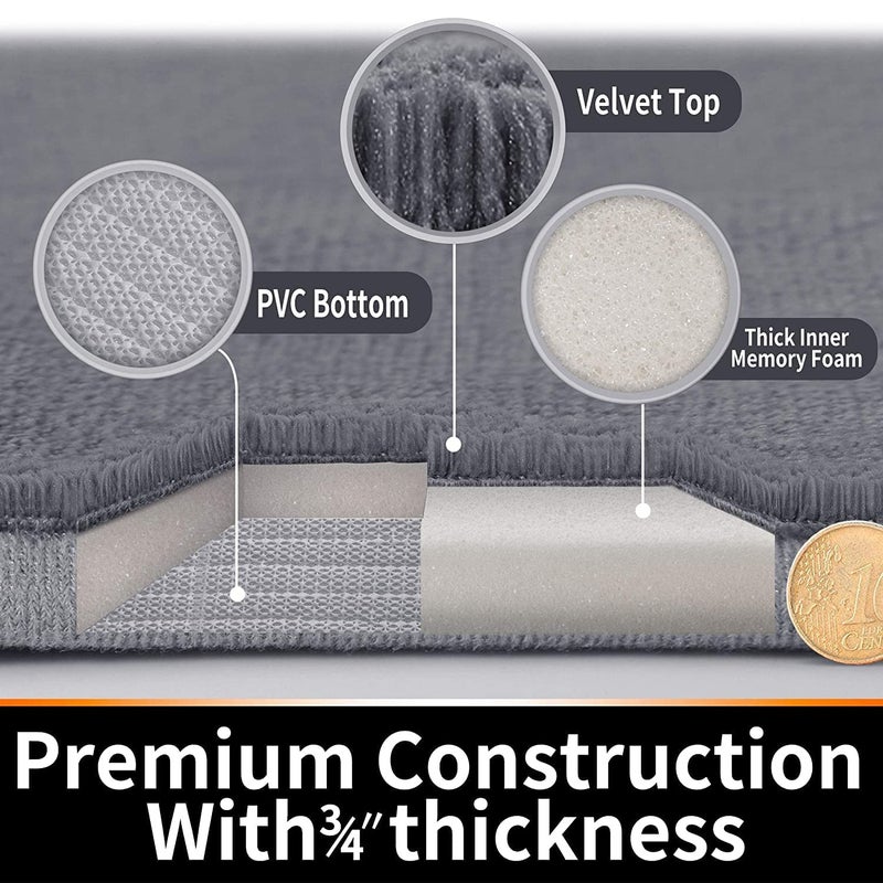 HavenFlix Memory Foam Bath Mat Rug 60 x 40 cm Comfortable Soft NonSlip Super Absorbent Bath Rug Carpet for Bathroom FloorTubShower Quick Drying Bathroom Rug for Floor Grey - Image 4