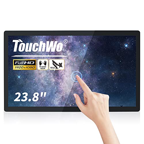 TouchWo 23.8 inch Capacitive Multi-Touch Screen Industrial Monitor, 16:9 Display 1920 x 1080P, Built-in Speakers, VGA, DVI & HD-MI Monitor for PC, POS, Small Business, Restaurant - Image 1