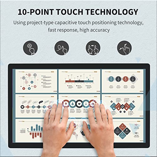 TouchWo 23.8 inch Capacitive Multi-Touch Screen Industrial Monitor, 16:9 Display 1920 x 1080P, Built-in Speakers, VGA, DVI & HD-MI Monitor for PC, POS, Small Business, Restaurant - Image 2