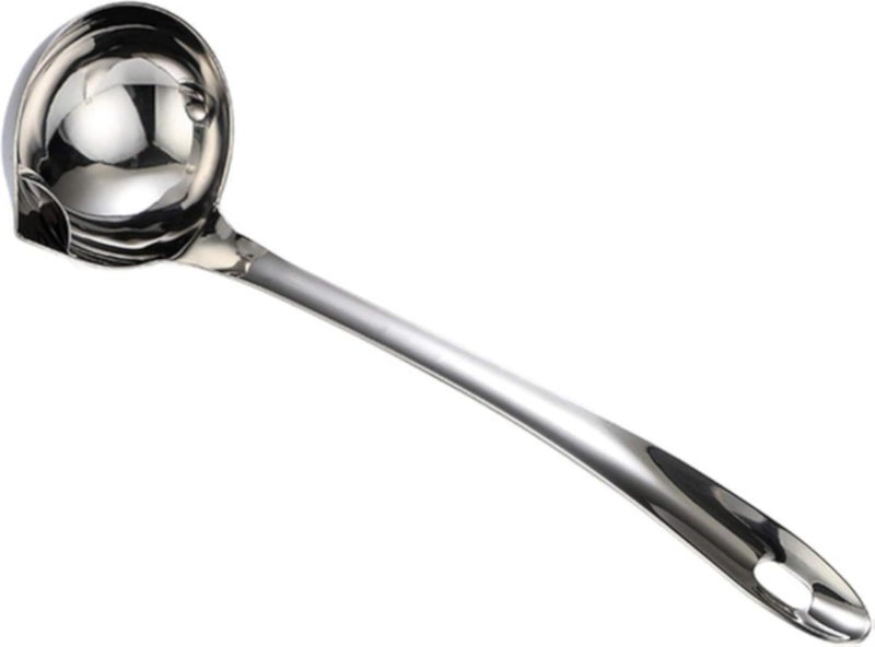 أدوات المطبخ الأساسية: مغرفة شوربة من الفولاذ المقاوم للصدأ مع فاصل للدهون، مغرفة بمقبض طويل للطبخ المنزلي والتخلص من التوتر، متوفرة في الإسراء (1)