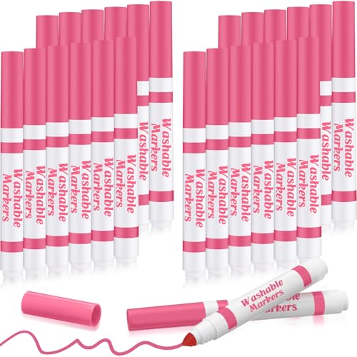 Janlaugh 24 Pcs Washable Markers Bulk Broad Line Markers Coloring Conical Tip Large pens for Kids art projects Teachers Students Toddlers Party Favors Classrooms DonationsLight Pink - Image 1