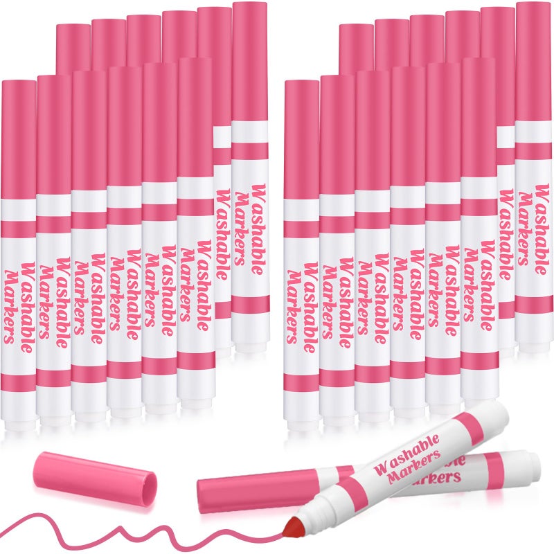 Janlaugh 24 Pcs Washable Markers Bulk Broad Line Markers Coloring Conical Tip Large pens for Kids art projects Teachers Students Toddlers Party Favors Classrooms DonationsLight Pink - Image 3