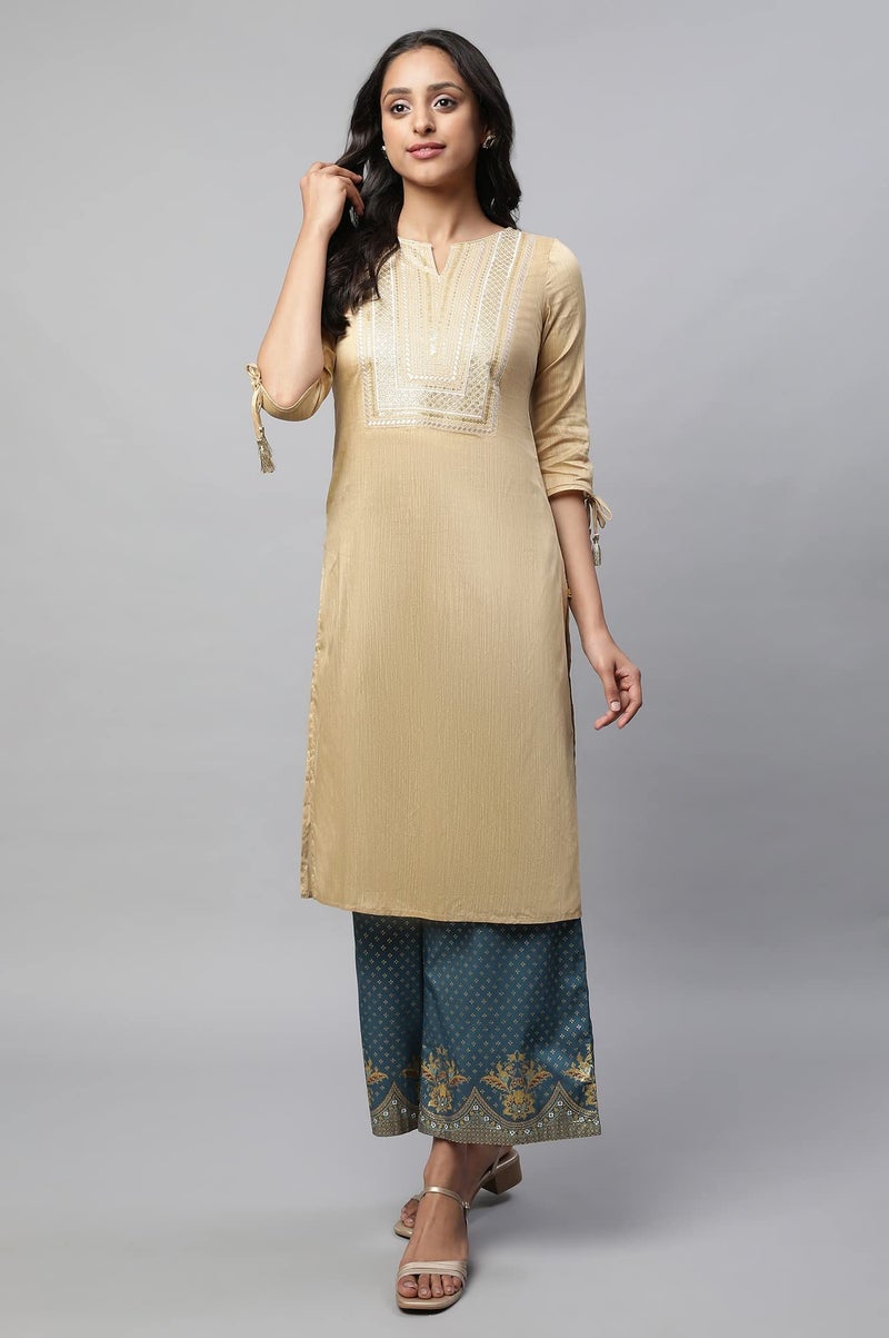 Aurelia Golden Embroidered Ethnic Kurta - Image 5