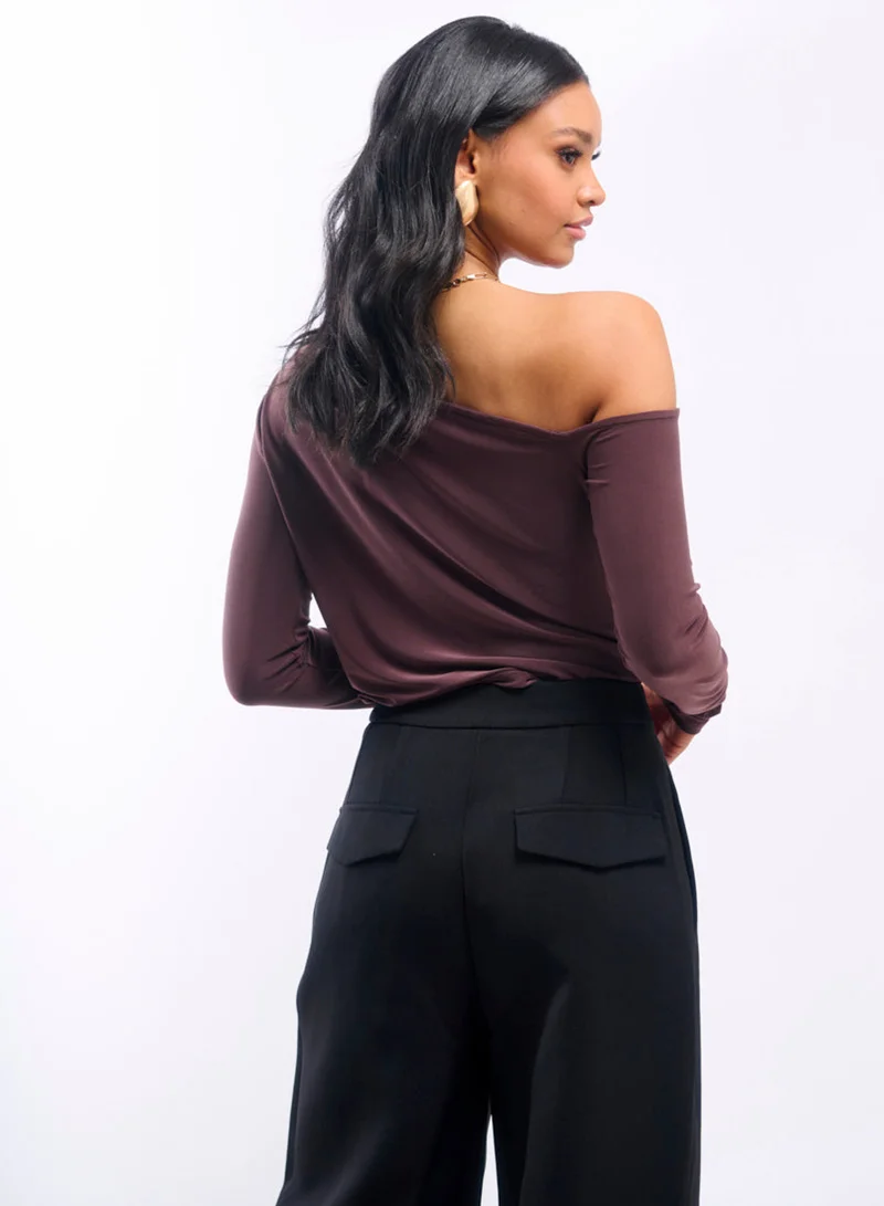 Needs No Label  Chocolate Jersey Hardware Top for Women | Best Price UAE