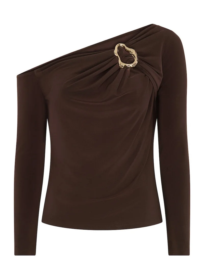 Needs No Label  Chocolate Jersey Hardware Top for Women | Best Price UAE