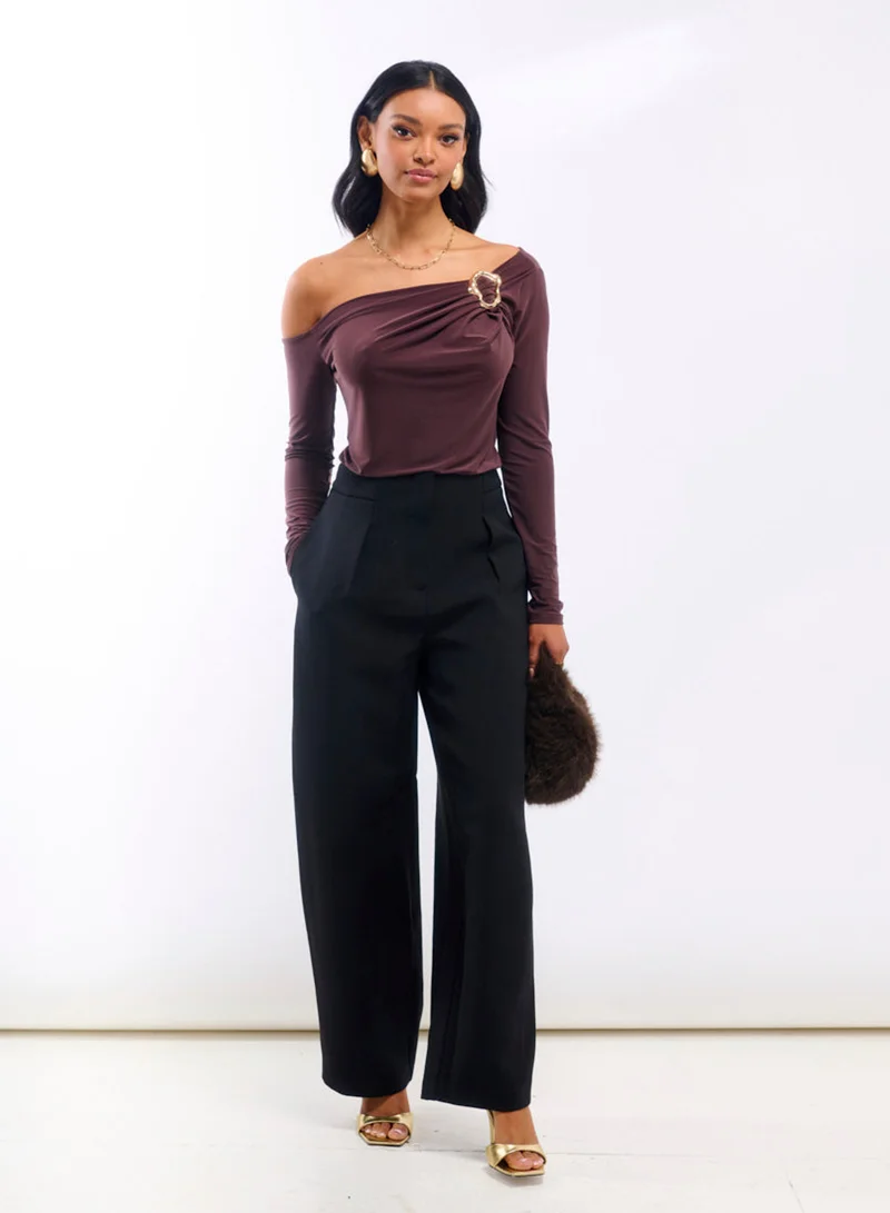 Needs No Label  Chocolate Jersey Hardware Top for Women | Best Price UAE