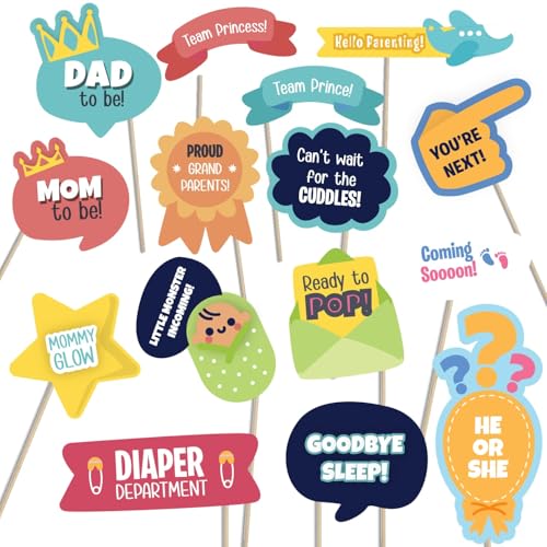 Crackles Witty and Creative Welcome Baby Seven Month Pregnancy Celebration Photo Booth Party Props DIY Kit, Decoration Item in Different Shapes and Sizes 37 Pcs - Image 3