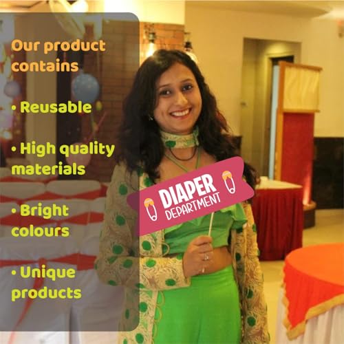 Crackles Witty and Creative Welcome Baby Seven Month Pregnancy Celebration Photo Booth Party Props DIY Kit, Decoration Item in Different Shapes and Sizes 37 Pcs - Image 4