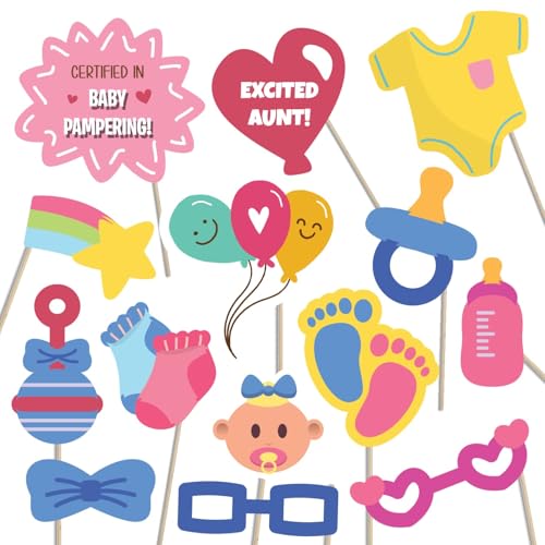 Crackles Witty and Creative Welcome Baby Seven Month Pregnancy Celebration Photo Booth Party Props DIY Kit, Decoration Item in Different Shapes and Sizes 37 Pcs - Image 5