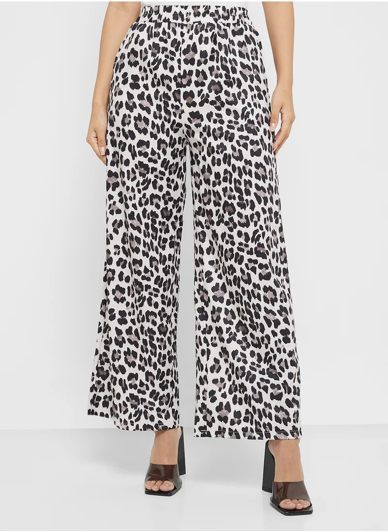 Ginger Bow Tie Front Leopard Print Top & Relaxed Pant Set