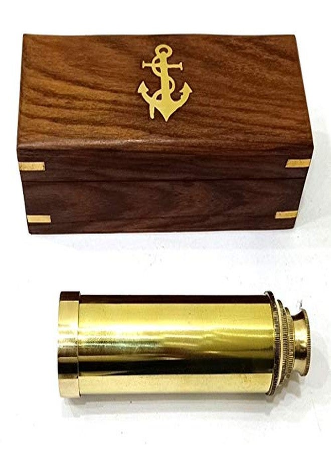 THOR INSTRUMENTS Nautical Brass Spyglass Telescope with Rosewood Box 15" Brass Telescope Rustic Vintage Home Decor Gifts - Image 3