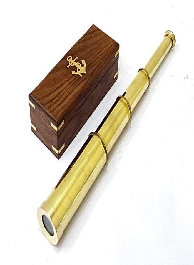 THOR INSTRUMENTS Nautical Brass Spyglass Telescope with Rosewood Box 15" Brass Telescope Rustic Vintage Home Decor Gifts - Image 1